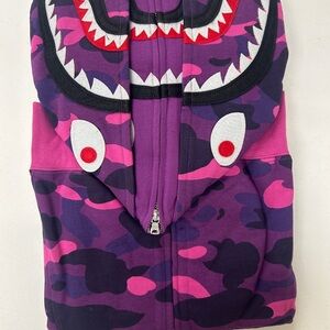 Bape Purple and Pink Camo Shark Hoodie